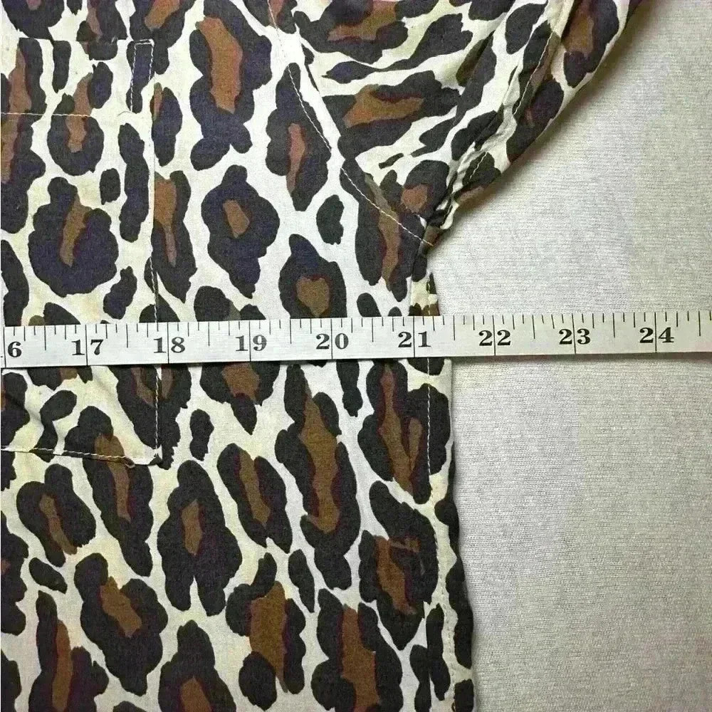 Vintage Bergdorf Goodman Long Sleeve 100% Rayon Leopard Button Down Women Small - Picture 7 of 13